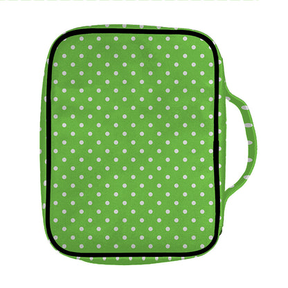 Lime Green And White Polka Dot Print Front Pocket Bible Bag