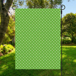 Lime Green And White Polka Dot Print Garden Flag