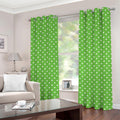 Lime Green And White Polka Dot Print Grommet Curtains