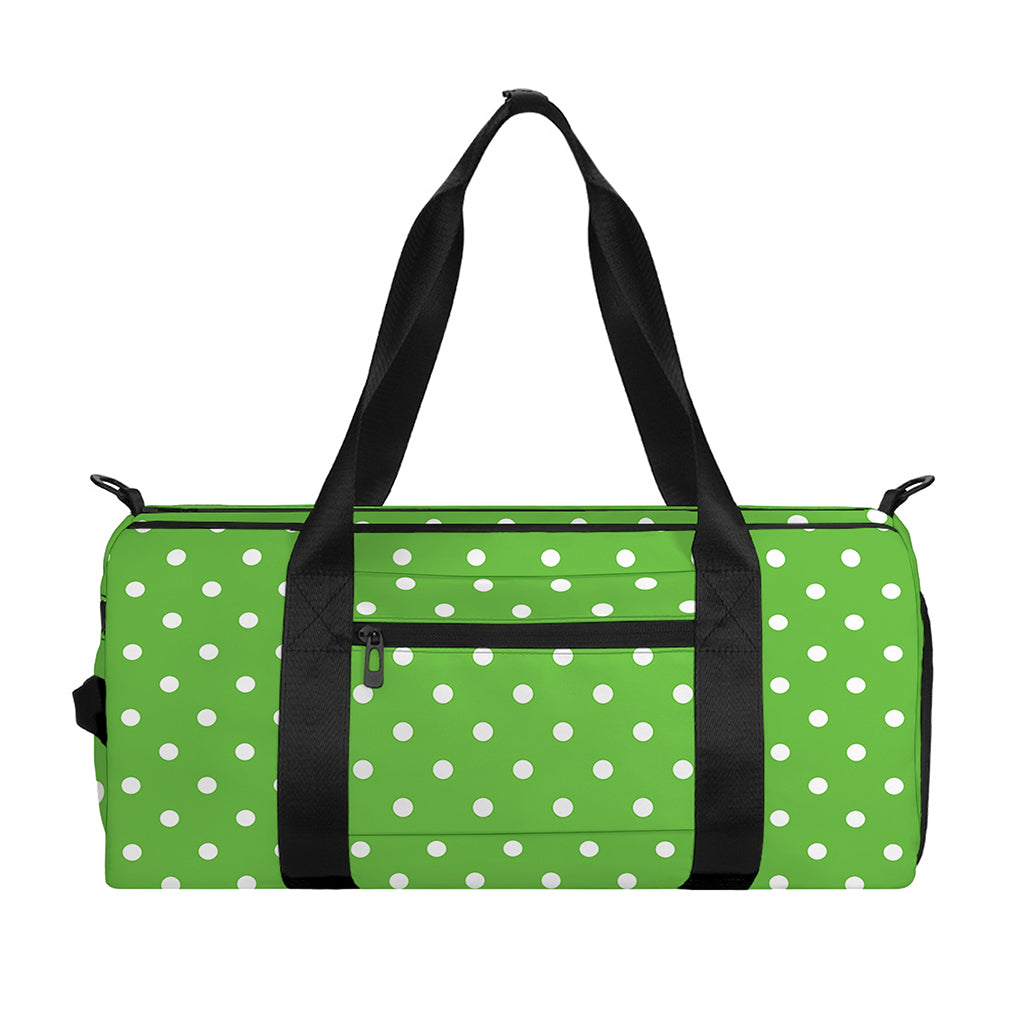 Lime Green And White Polka Dot Print Gym Bag