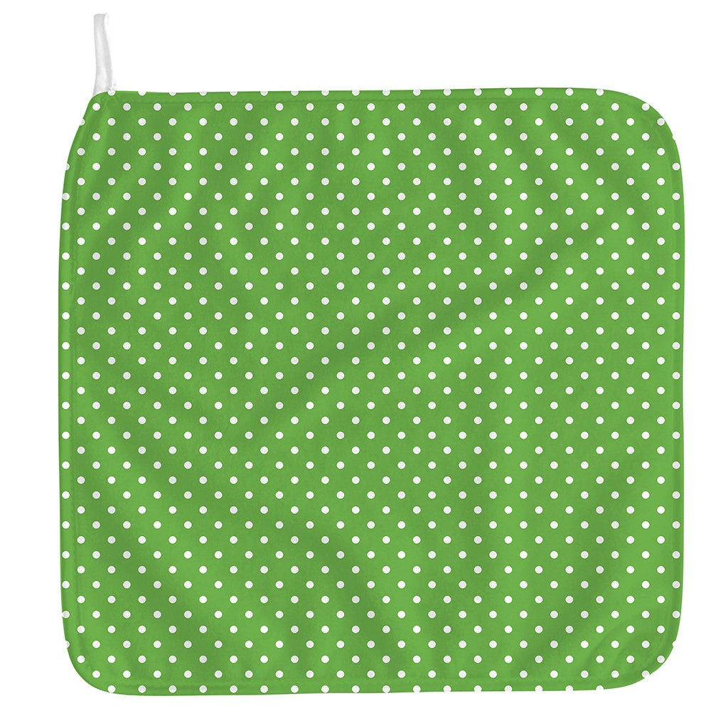 Lime Green And White Polka Dot Print Hand Towel