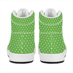 Lime Green And White Polka Dot Print High Top Leather Sneakers