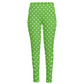 Lime Green And White Polka Dot Print High-Waisted Pocket Leggings