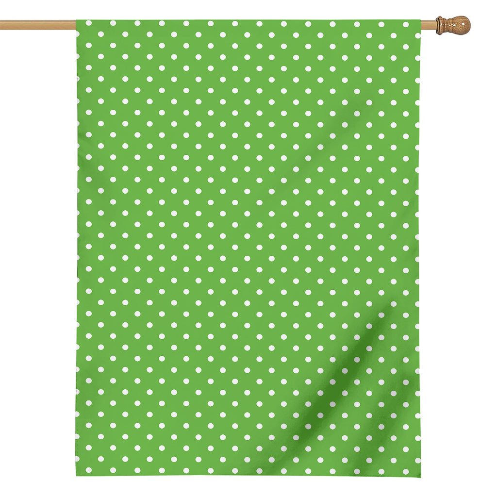 Lime Green And White Polka Dot Print House Flag