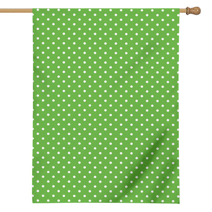 Lime Green And White Polka Dot Print House Flag