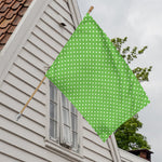 Lime Green And White Polka Dot Print House Flag