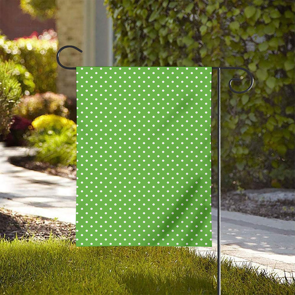 Lime Green And White Polka Dot Print House Flag