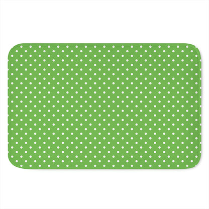 Lime Green And White Polka Dot Print Indoor Door Mat