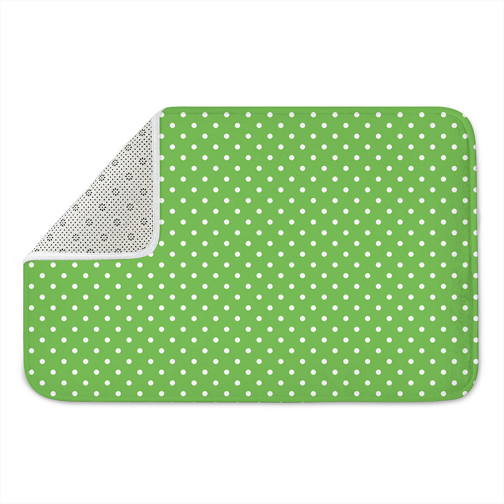 Lime Green And White Polka Dot Print Indoor Door Mat