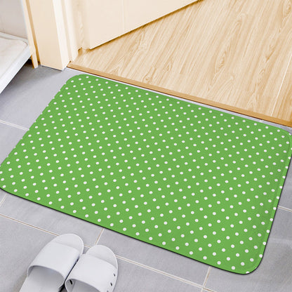 Lime Green And White Polka Dot Print Indoor Door Mat