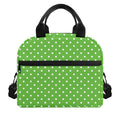 Lime Green And White Polka Dot Print Insulated Lunch Bag