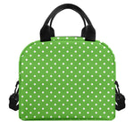 Lime Green And White Polka Dot Print Insulated Lunch Bag