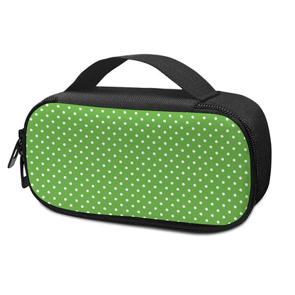 Lime Green And White Polka Dot Print Insulin Cooler Travel Case