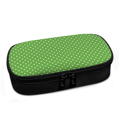 Lime Green And White Polka Dot Print Insulin Cooler Travel Case