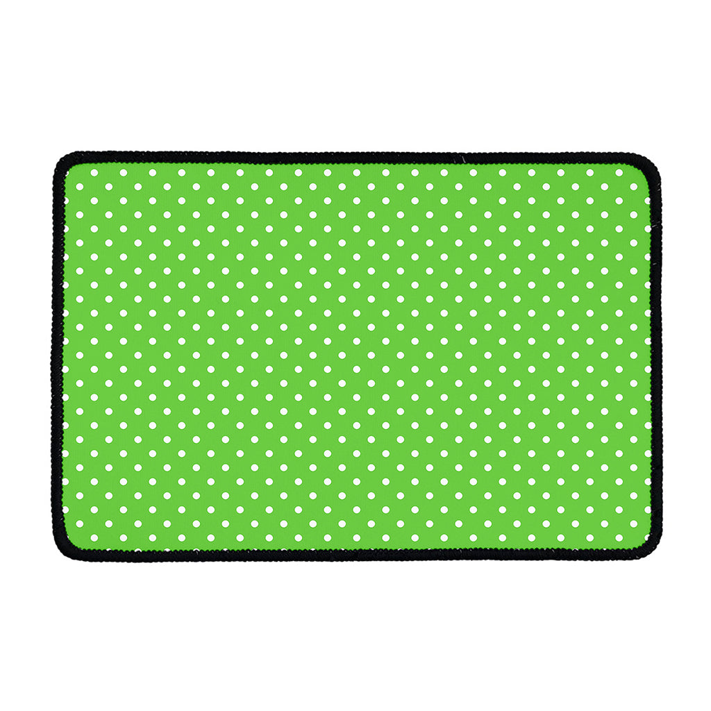 Lime Green And White Polka Dot Print Kitchen Mat