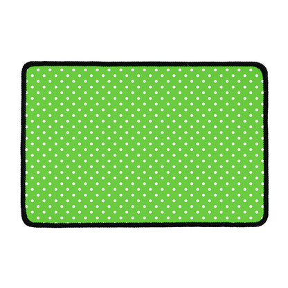 Lime Green And White Polka Dot Print Kitchen Mat