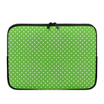 Lime Green And White Polka Dot Print Laptop Sleeve