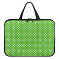 Lime Green And White Polka Dot Print Laptop Sleeve With Handle