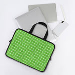 Lime Green And White Polka Dot Print Laptop Sleeve With Handle