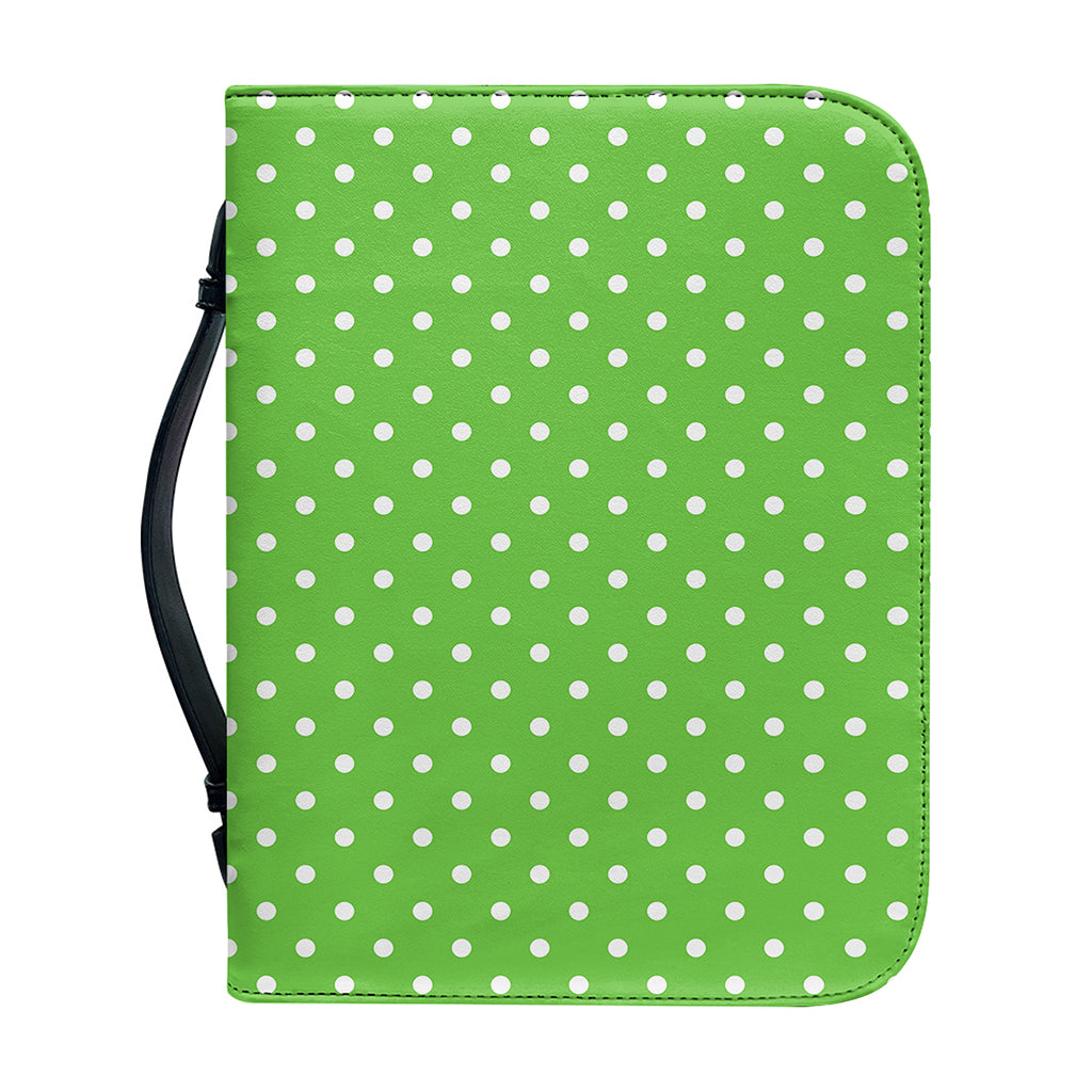 Lime Green And White Polka Dot Print Leather Bible Cover