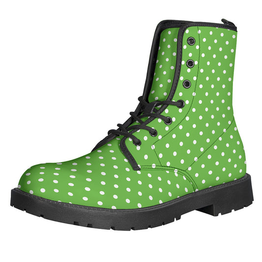Lime Green And White Polka Dot Print Backpack