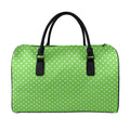 Lime Green And White Polka Dot Print Leather Duffel Bag