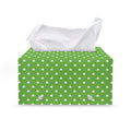 Lime Green And White Polka Dot Print Leather Tissue Box Cover