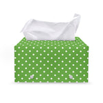 Lime Green And White Polka Dot Print Leather Tissue Box Cover