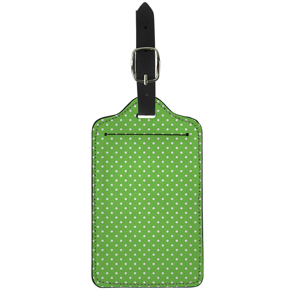 Lime Green And White Polka Dot Print Luggage Tag