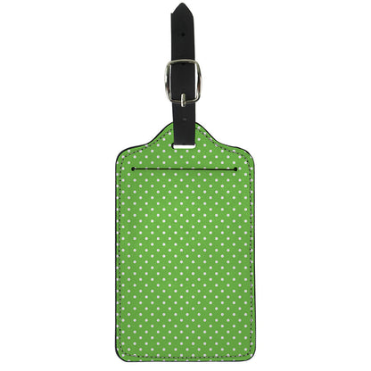 Lime Green And White Polka Dot Print Luggage Tag