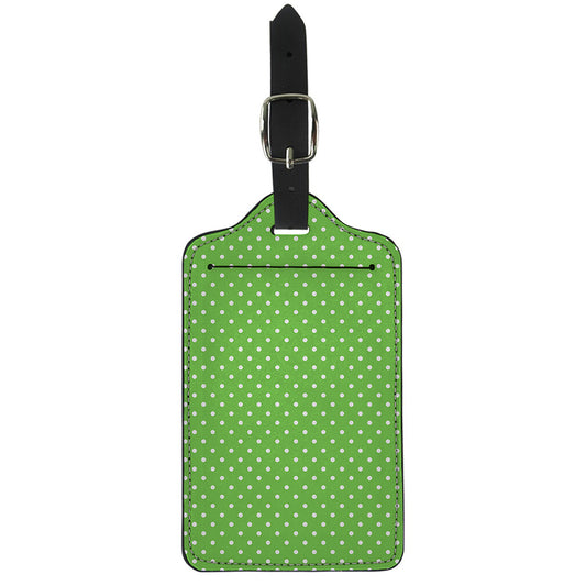Lime Green And White Polka Dot Print Luggage Tag