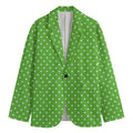 Lime Green And White Polka Dot Print Men's Blazer