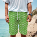Lime Green And White Polka Dot Print Men's Cargo Shorts