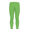 Lime Green And White Polka Dot Print Men's Leggings