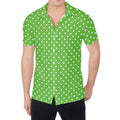 Lime Green And White Polka Dot Print Men's Shirt