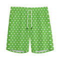 Lime Green And White Polka Dot Print Men's Athletic Shorts