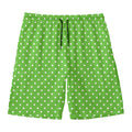 Lime Green And White Polka Dot Print Men's Swim Trunks