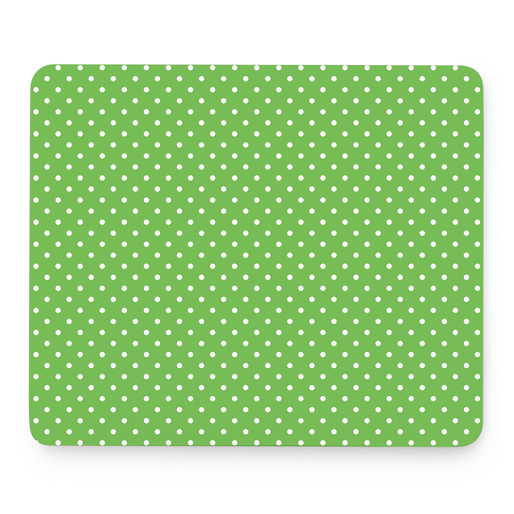 Lime Green And White Polka Dot Print Mouse Pad