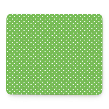 Lime Green And White Polka Dot Print Mouse Pad
