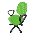 Lime Green And White Polka Dot Print Office Chair Cover