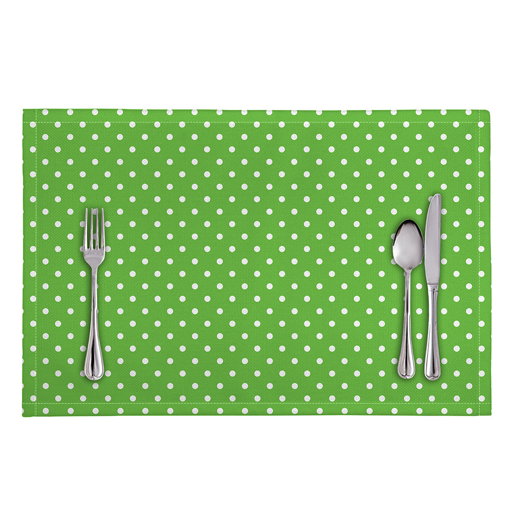 Lime Green And White Polka Dot Print Placemat