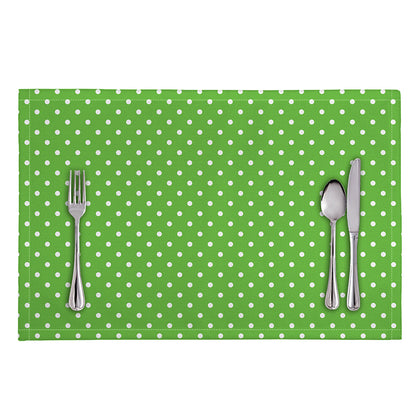 Lime Green And White Polka Dot Print Placemat