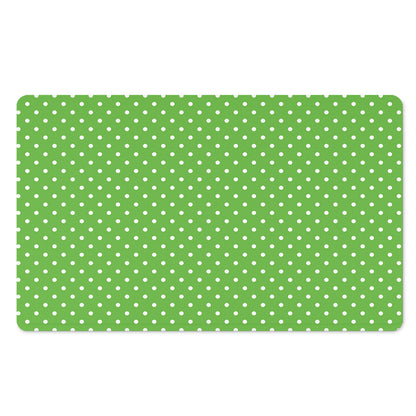 Lime Green And White Polka Dot Print Polyester Doormat