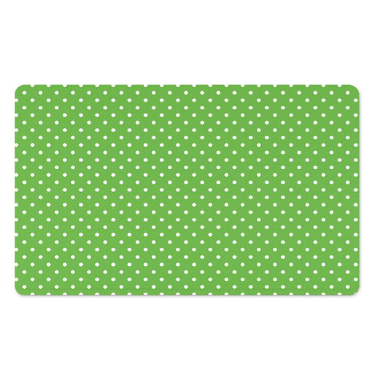 Lime Green And White Polka Dot Print Polyester Doormat