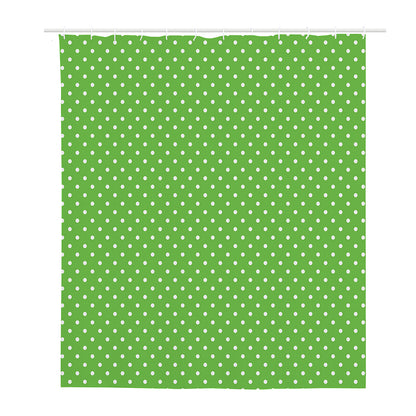 Lime Green And White Polka Dot Print Polyester Shower Curtain