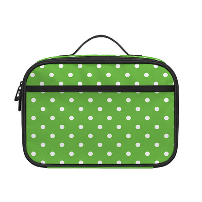 Lime Green And White Polka Dot Print Portable Lunch Bag