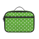 Lime Green And White Polka Dot Print Portable Lunch Bag