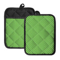 Lime Green And White Polka Dot Print Pot Holders With Pocket