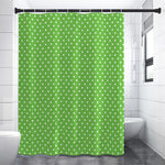 Lime Green And White Polka Dot Print Premium Shower Curtain