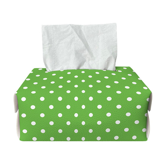 Lime Green And White Polka Dot Print Rectangle Tissue Box Cover